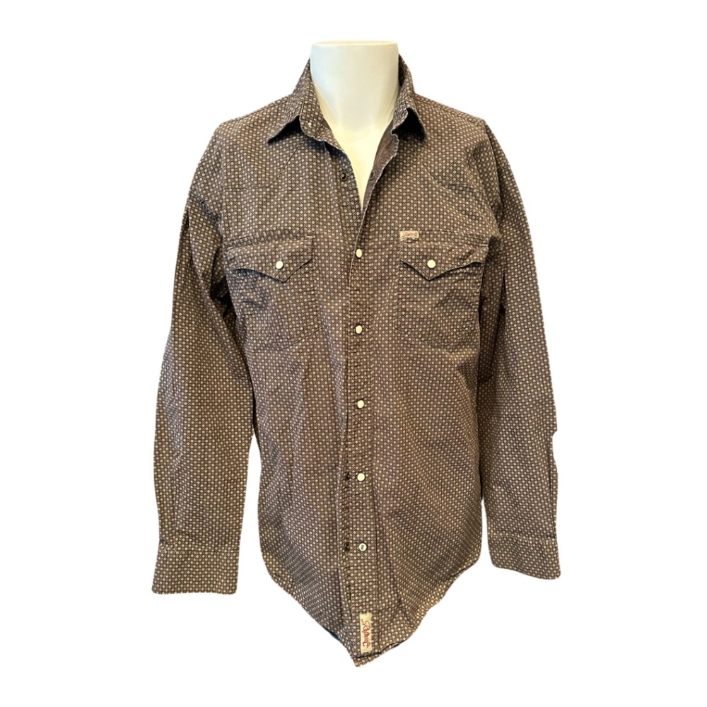 Mens Brown Rafter C Cowboy shirt, Pearl snap Large
